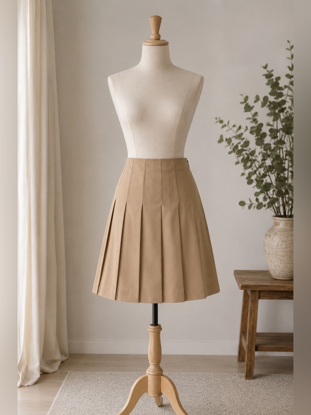 Anne Klein NWT Pleated A-Line Skirt Beige/Tan Size 8